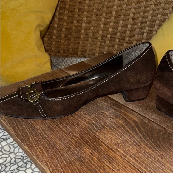 Etienne Aigner Espresso Loafers with Gold Accents - Picture 4 of 12